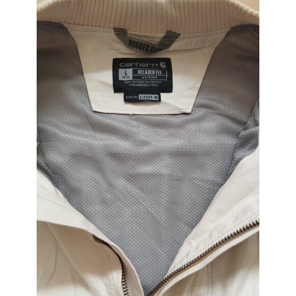 Carhartt Jacket Girls Youth L 12-14 White Canvas Bomber Rugged Flex Full Zip - Picture 4 of 8